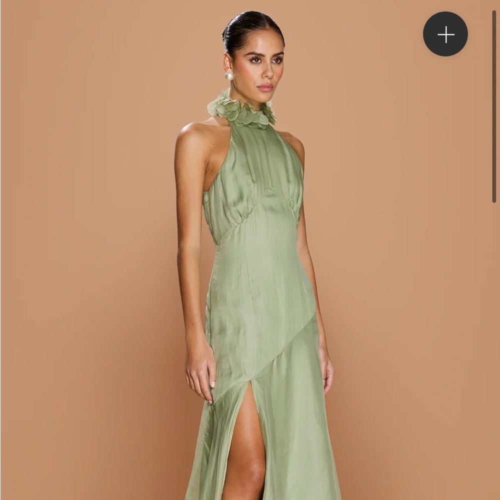 Sonya Moda Green Noelle Halter Maxi Dress with Slit - Picture 2 of 3